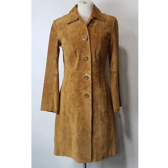 Express Jackets & Blazers - Express 100% Leather Trench Coat Sz. 3/4 Handmade